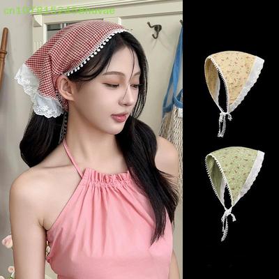 Sweet Flower Triangle Hair Scarf Women Headband Trendy French Pastoral Lace Headwear Girls Scarves Summer Hair Accessories