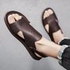 Fashion Concise Men's Sandals Solid Color Leather Men Summer Shoes Casual Comfortable Open Toe Sandals Soft Beach Footwear Male Shoes
