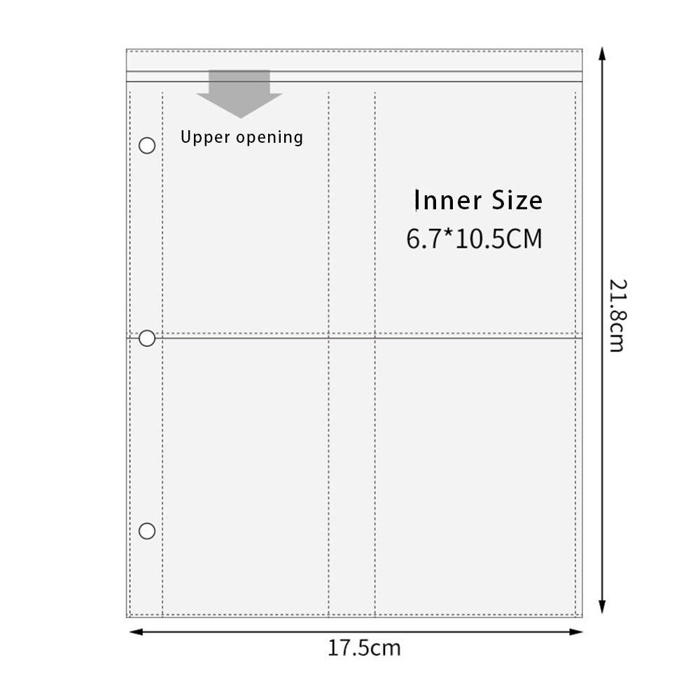 A5 3/7 Ring Photocards Binder Sleeve 1/2/4/6 Pockets Clear Acid Free 6x4 Photo Album Refill Pages Trading Card Postcard Sleeve