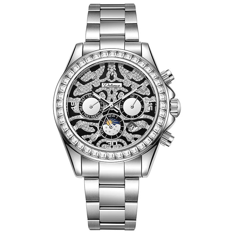 

Top Luxury Diamond Men s Automatic Mechanical Watch Fashion Personality Luxury Multi-functional Watch Leisure Sports Gold Watch срібний