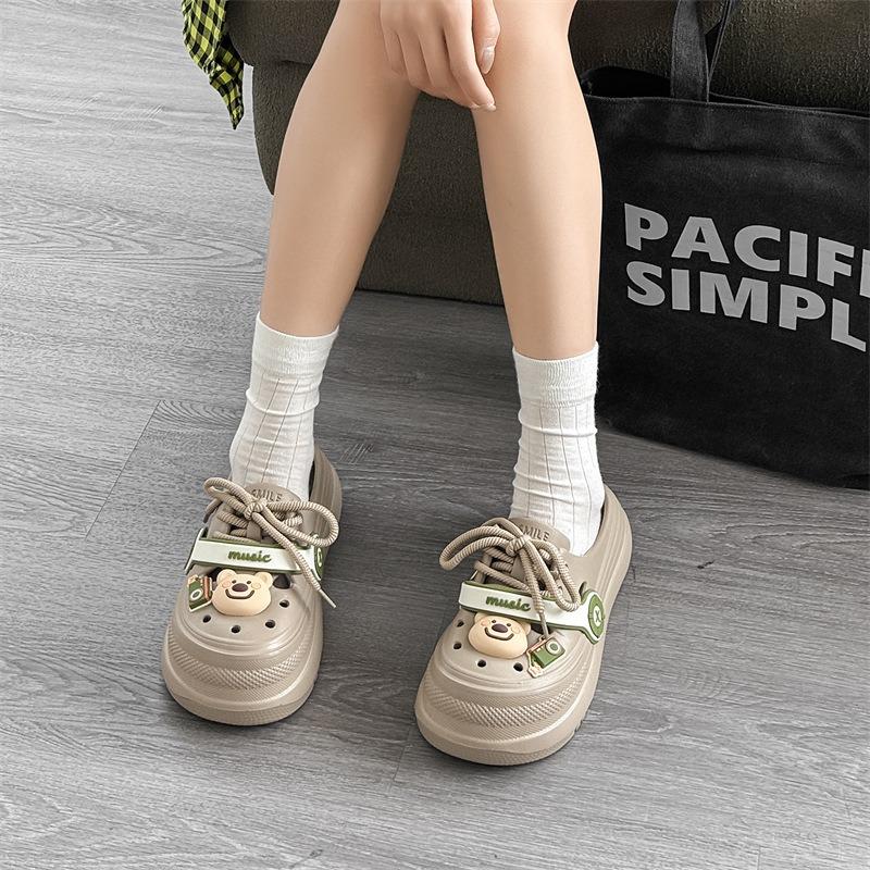 3823 Music strap hole shoes fashion shoelaces thick sole non-slip bag head cool slippers