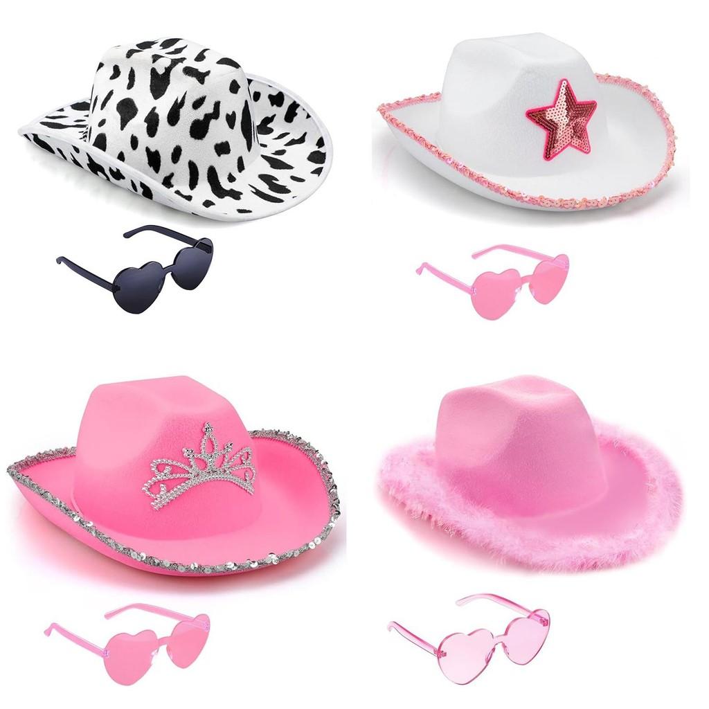 Cowboy Star Fivepointed Hat Set With Heart Glasses For Halloween Costume Party