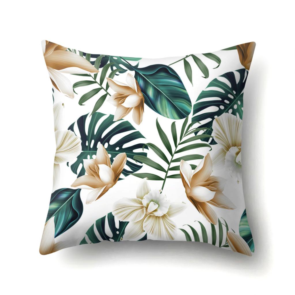 Fashion Tropical Plant Polyester Pillow Case Office Fabric Sofa Cushion Cover Home Polyester Pillow Case