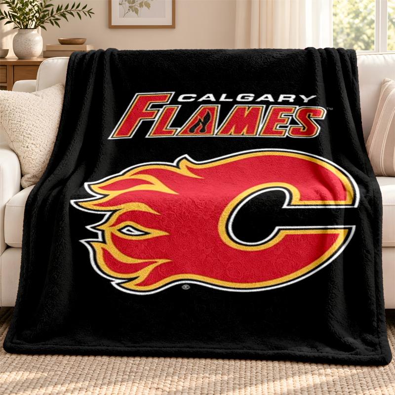 Calgary Flames Blanket Flannel Blanket Soft Cozy Plush Throw for Sofa Bed Lightweight Home Decoration Outdoor Camping