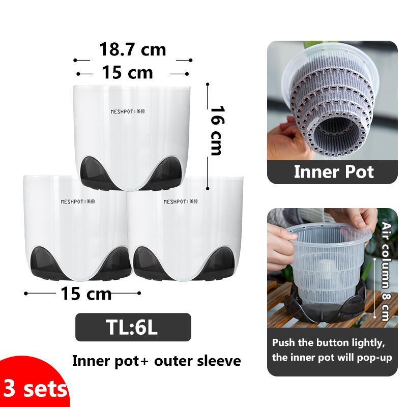 Meshpot 12 Cm Plastic Orchid Pot Inner Clear Orchid Planter Double Layer Good Outlooking Plants Container Garden Accessories