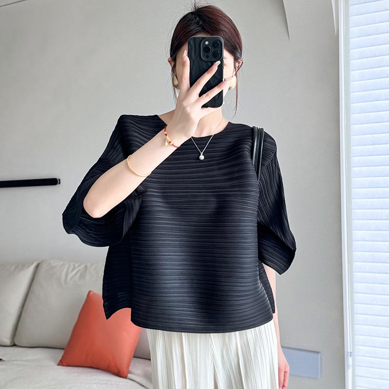 Romantic French Pleated Bell Sleeve Top - Women's Summer High-End Fashion T-shirt