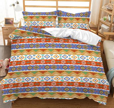 Bohemian Duvet Cover Set King Queen Size Trellis Striped Ethnic Boho Vintage Quilt Cover For Boy Girls Teens Bedding Set 3 Pcs