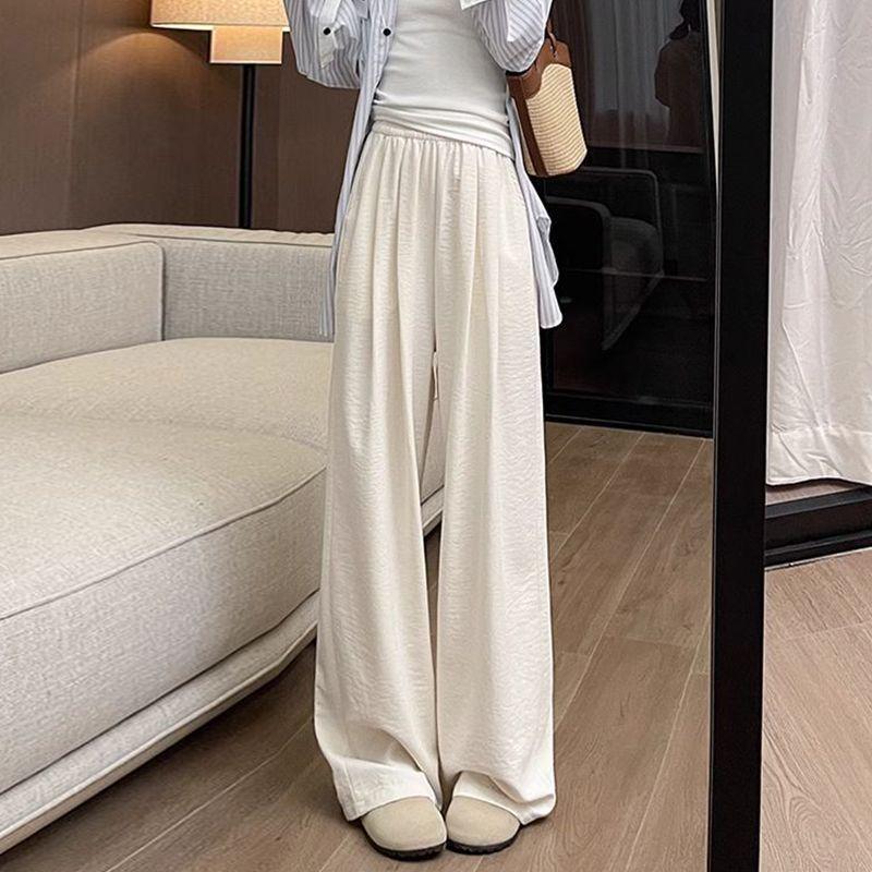 

Plus Size Casual Wide Leg Pants - Spring/Summer Style for Women L (for 80-110 jin) грязно-белый