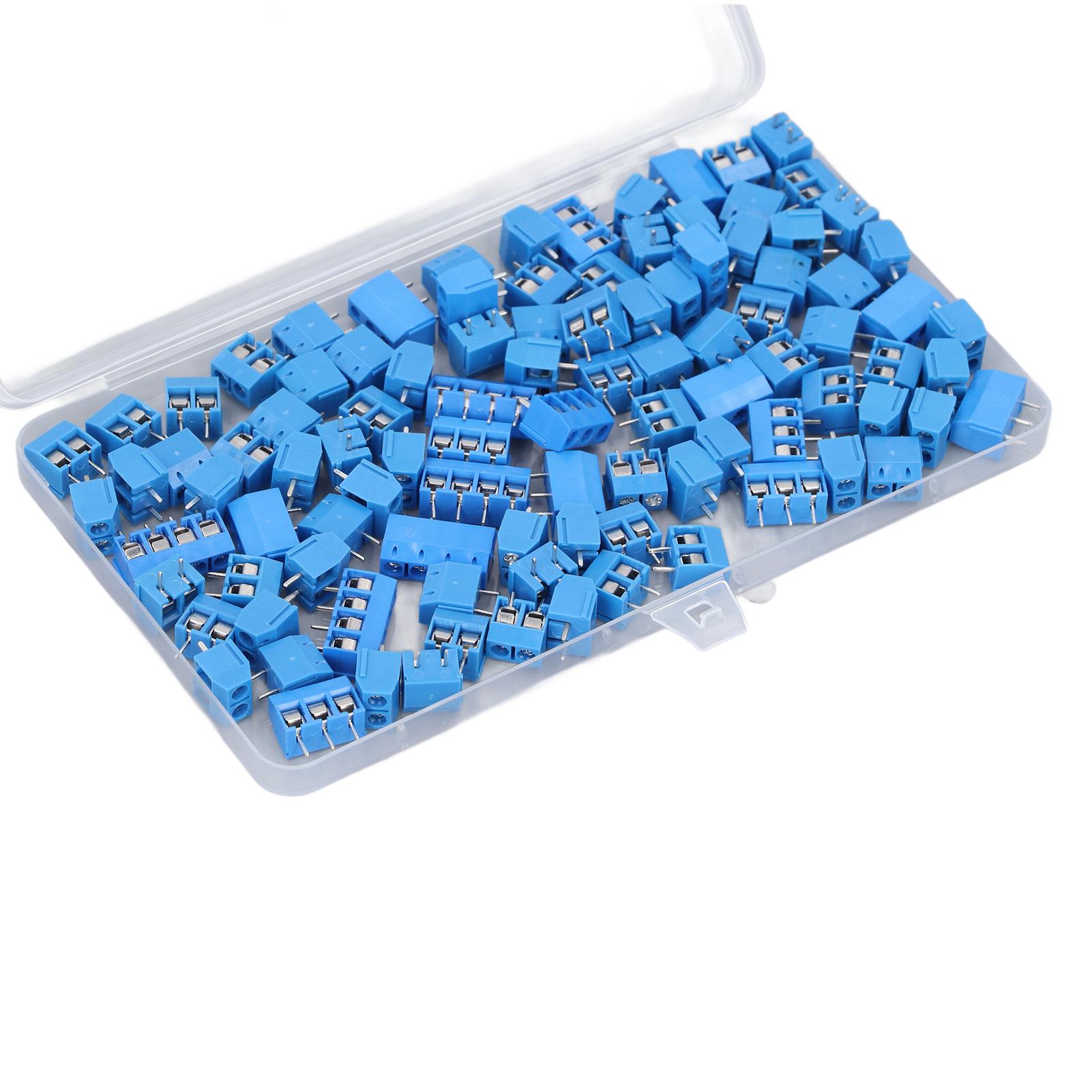 

100Pcs PCB Mount Screw Terminal Block Connector 5.08mm 2P 3P 4P PCB Terminal Block for 1422AWG
