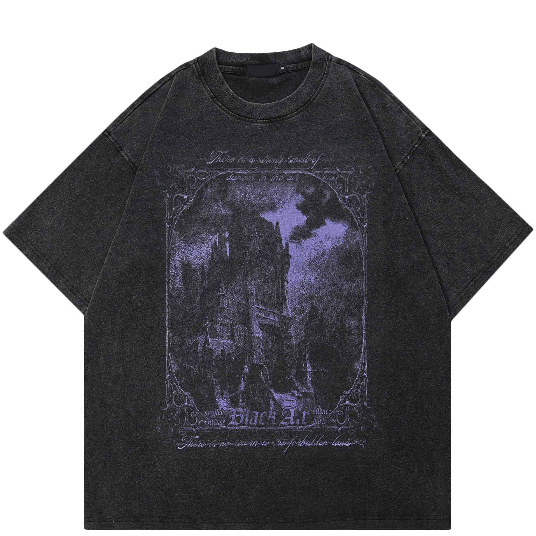 

Футболка унисекс с принтом «Волшебный замок» в уличном стиле S чёрный