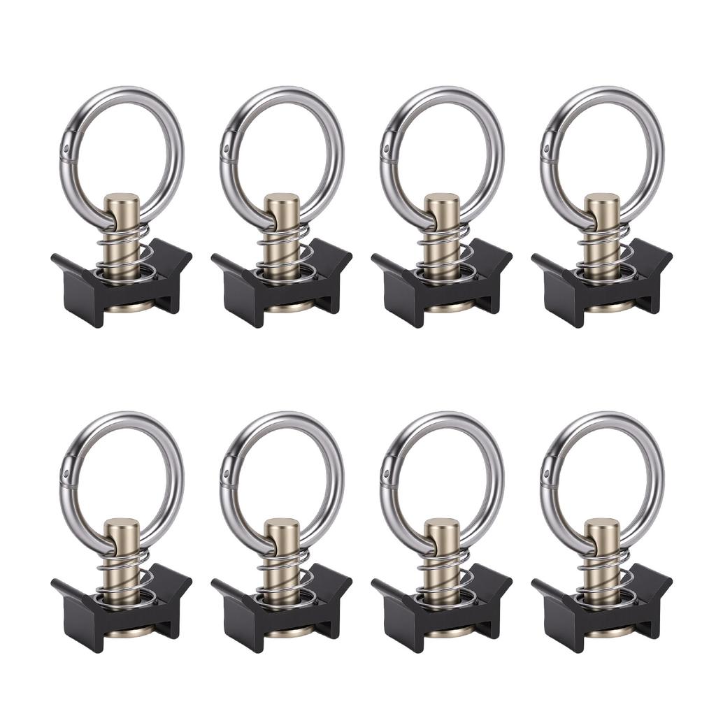 8pcs L Track Single Stud Fitting with Round Ring 4,000 Lbs Reusable L Track Rail Tie Down O Ring for Truck Bed Trailer