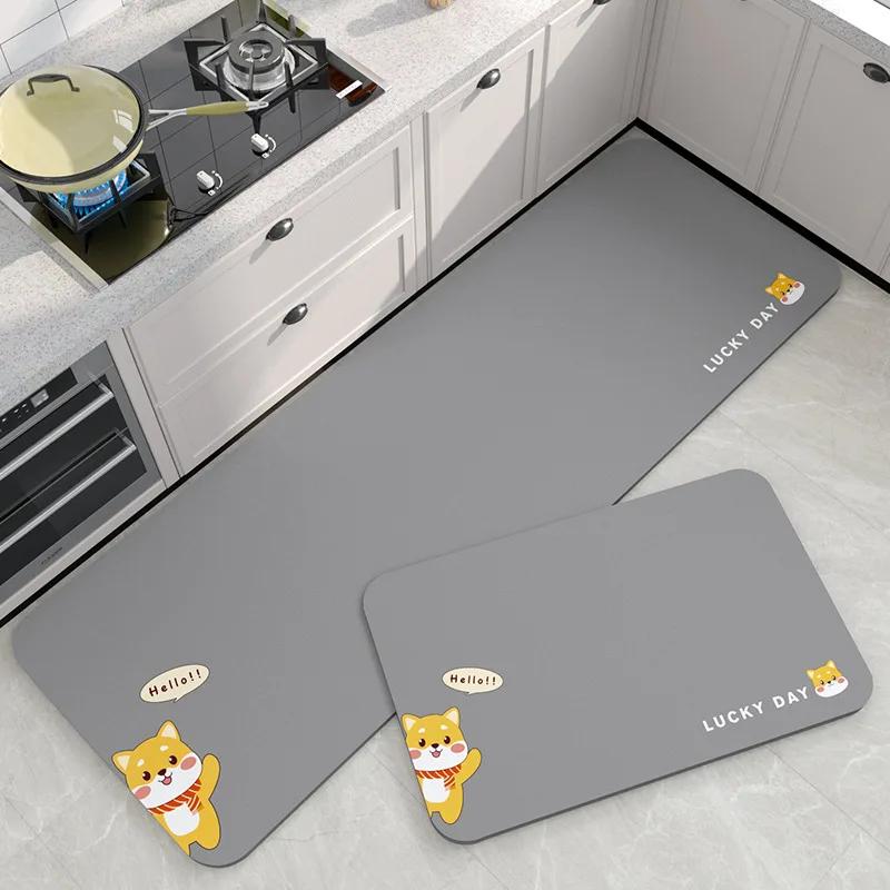 

VIKAMA1/2шт кухонный нескользящий не требующий стирки впитывающий коврик для пола из диатомовой грязи, мультяшный водонепроницаемый и грязеотталкивающий коврик для пола, домашний декор 1PC40X60CM (1.3X2F