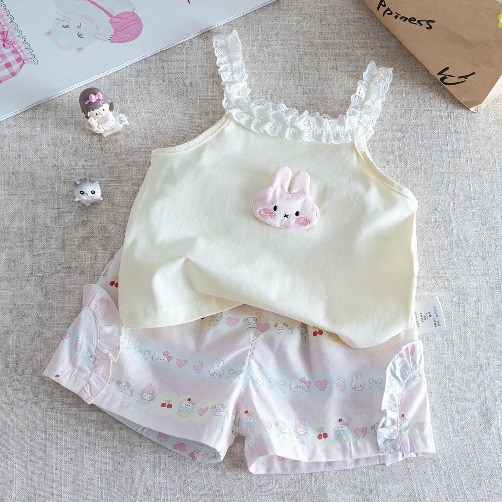 Girls Summer Two Piece Set Flutter Sleeve Top And Shorts Baby Girl Breathable Cute Outfit For Toddler Kids Clothing