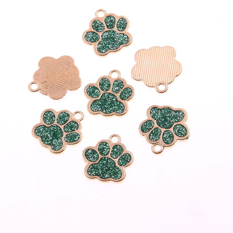 Glitter Drip Oil Cat & Dog Paw Pendant Necklace - 2 Styles, 6 Colors, 16x17mm