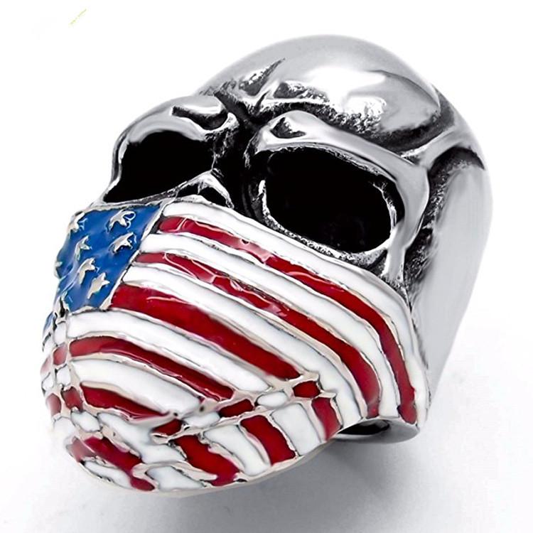 Herren Totenkopfring Übertriebener Totenkopfring Amerikanische Flagge Sterne und Streifen