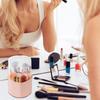 Delicate Heart Shape Makeup Brush Holder 360 Rotating Organizers with Clear Lid Makeup Holder for Vanity