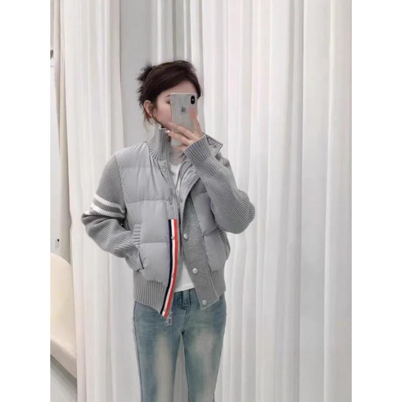 Large size casual warm knitted cotton jacket women's autumn fashion high-end cotton-padded coat fat M meat-covering and thin top