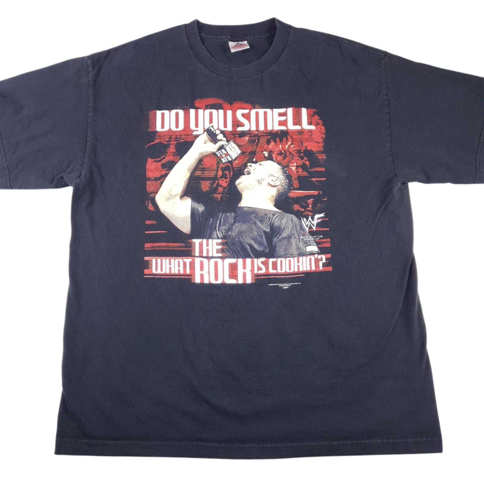 Vintage 2000 The Rock Do You Smell What The Rock Is Cookin WWF T Shirt Size XL Unisex T-Shirt XL