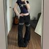 Polka Dot Color Block Jeans Unisex Straight Leg Trendy Casual Denim Pants