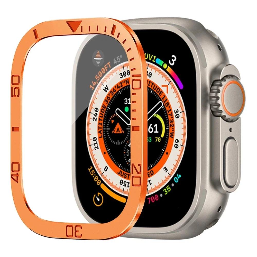 Pouzdro z hliníkové slitiny + tvrzené sklo pro Apple Watch Ultra 2 49mm Ochranná fólie proti poškrábání pro iWatch Ultra 49mm