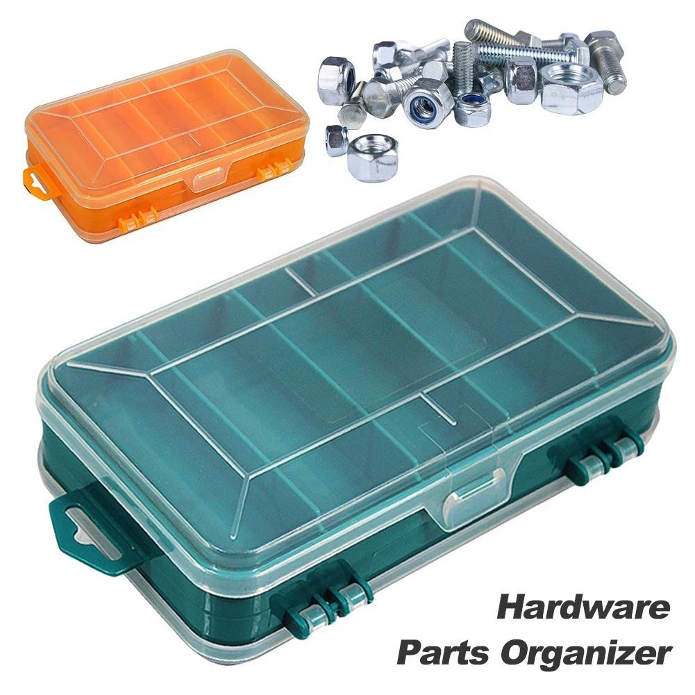 Double-Side Hardware Organizer Box Transparent Plastic Tool Organizer Multifunctional for Nuts Bolts Screws Nails Small Hardware
