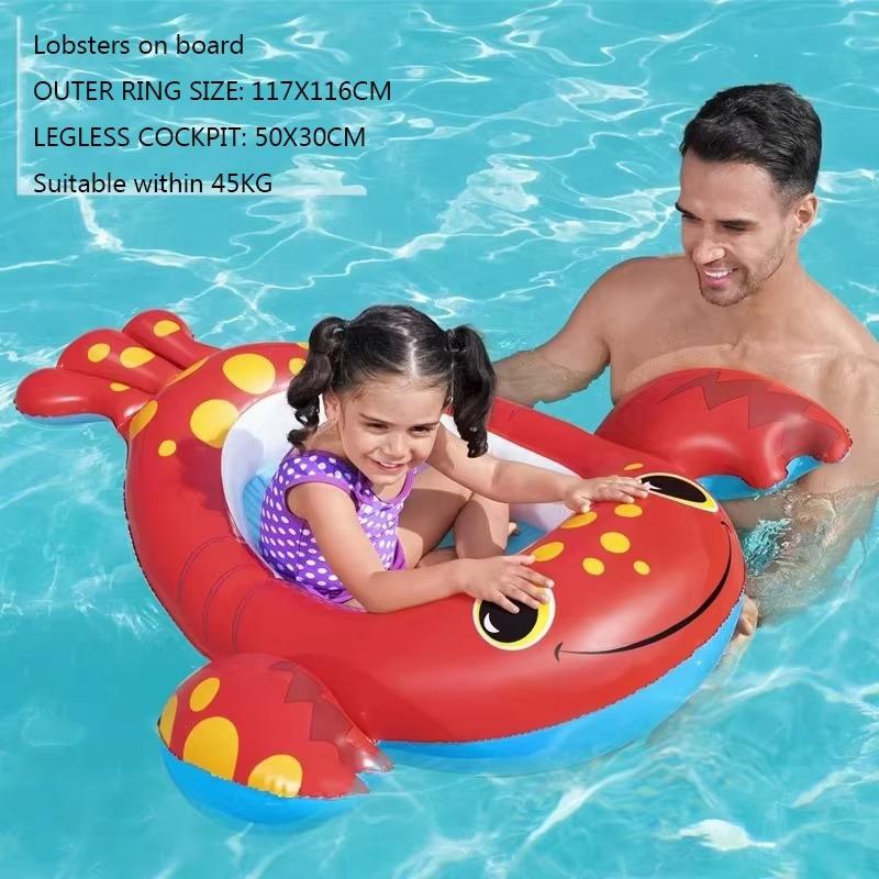 Children's Water Boat 1PCS Cartoon Crayfish Inflatable Waterproof Floating Sitting Circle Water Play Swimming Pool Toys