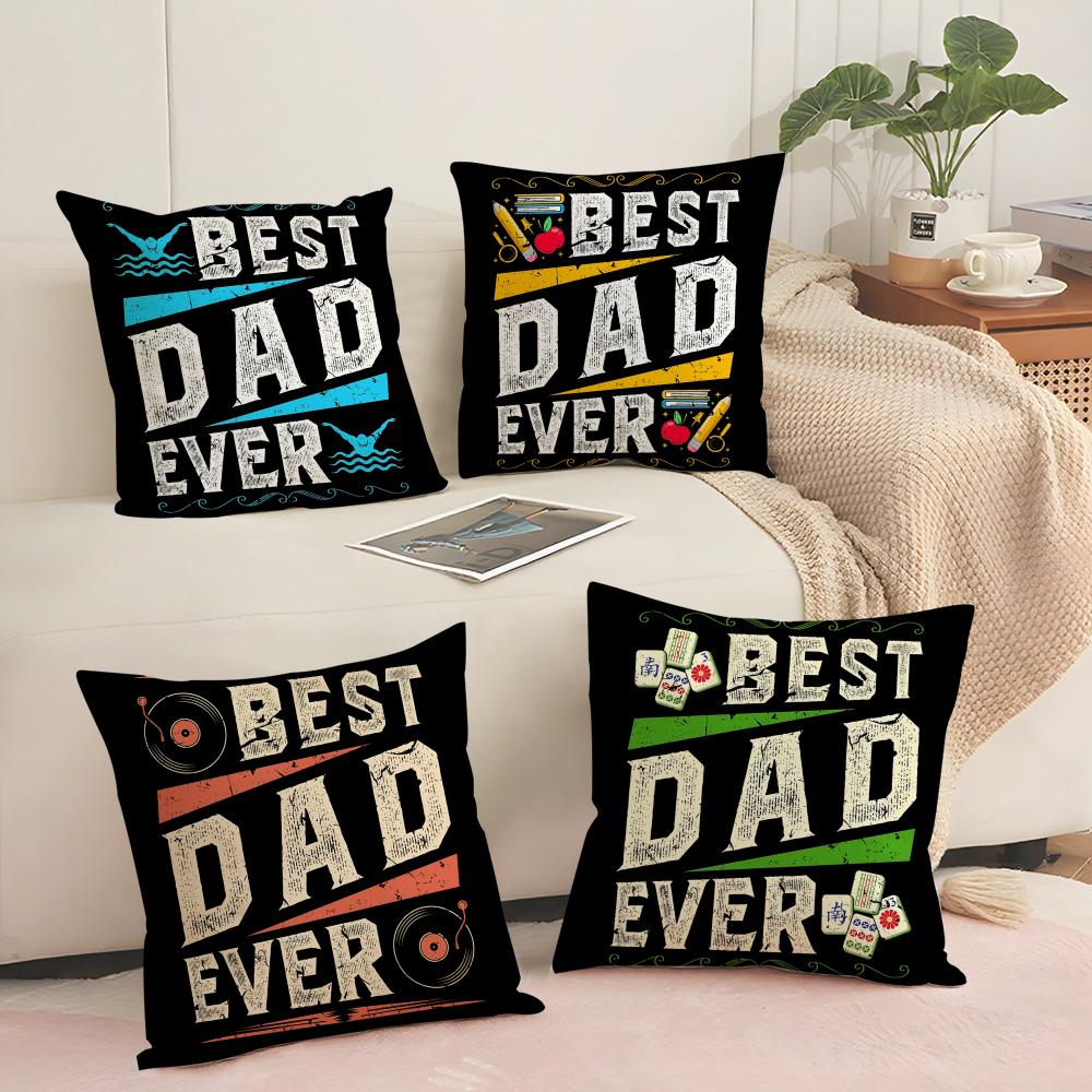 Best Dad Ever Gift Cushion Cover Short Plush Double-Sided Print Square Throw Pillow Covers Sofa Home Cushion Decor