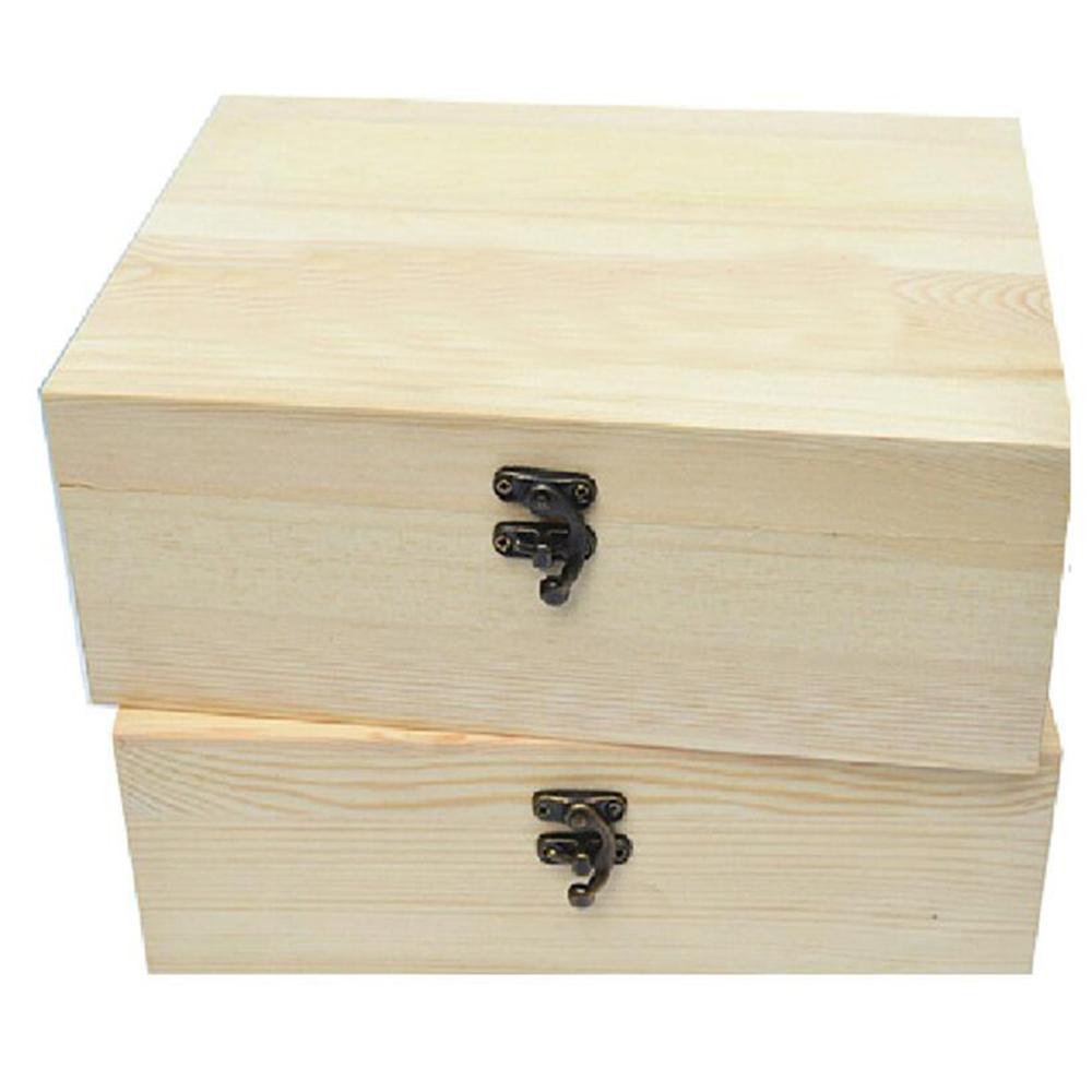 Home Storage Box Natural Wooden With Lid Golden Lock Postcard Organizer Handmade Craft Jewelry Case Wooden Box Casket Best Sale