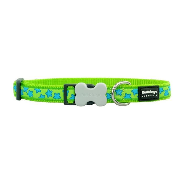 Collier Pour Chien - Red Dingo - Vert Étoiles Bleues - Nylon - Résistant - Confort Maximal
