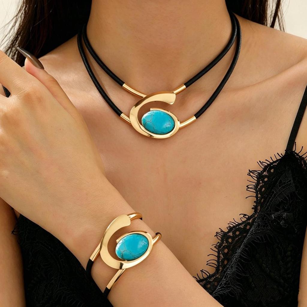 Bohemian Spiral Snail Acrylic Gemstone Jewelry Set: Women's Necklace & Bracelet Combo