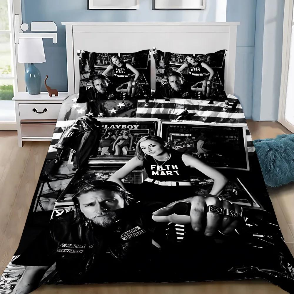 Sons of Anarchy Retro Duvet Cover Pillowcase Bedding Set Adult Boy Girl Bedroom Decoration Children Gift Single Double Size