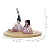 Hina Wooden Doll Single Doll with Round Doll, "Kotohoki" Mikoto, Tray, Natural, KTH-3203E2