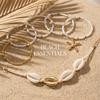 Bohemian Beach Multilayer Metal Starfish Pendant Bracelets For Women Men Trendy Sea Star Rice Beaded Bangles Vacation Jewelry