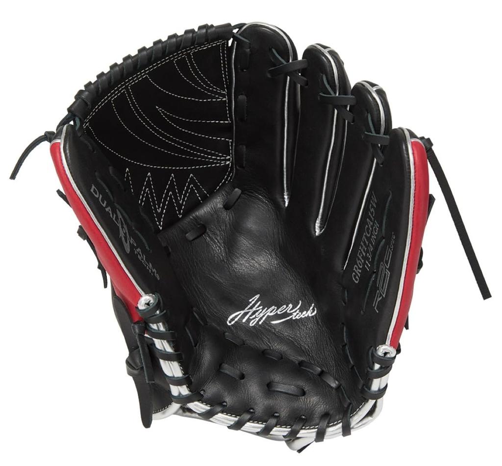 Rawlings Baseball Softball HYPER TECH COLOR SYNC GR6FHTCA15W Size Inches Worn On the Left Glove, [pitcher's Glove] Black/Scarlet, 11.75 (for