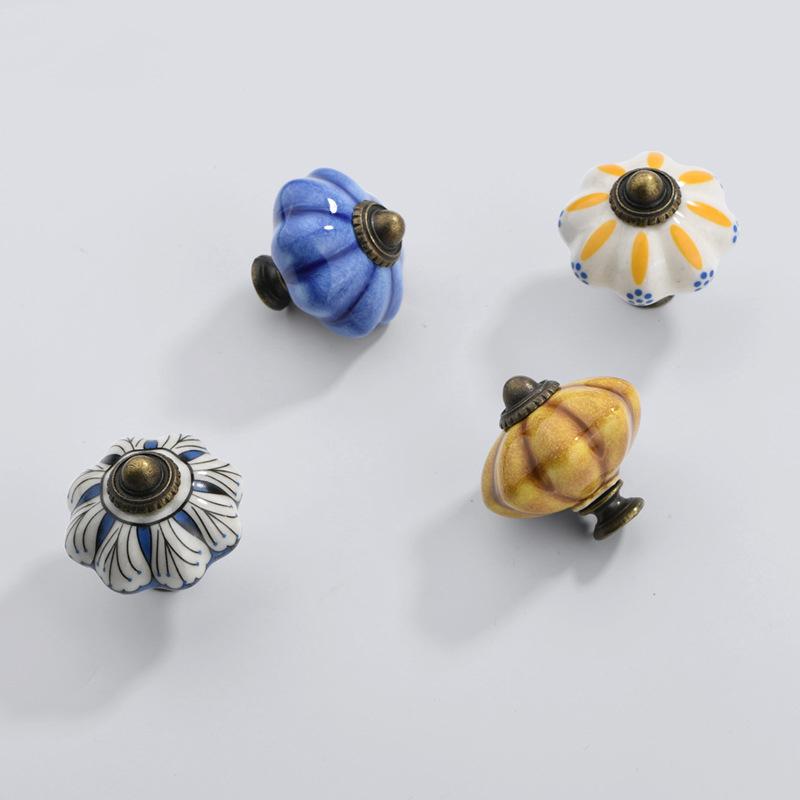 Vintage Ceramic Pumpkin Cabinet Knob Drawer Furniture Handles Dresser Door Pulls Wardrobe Closet Cupboard Hardware Accessories