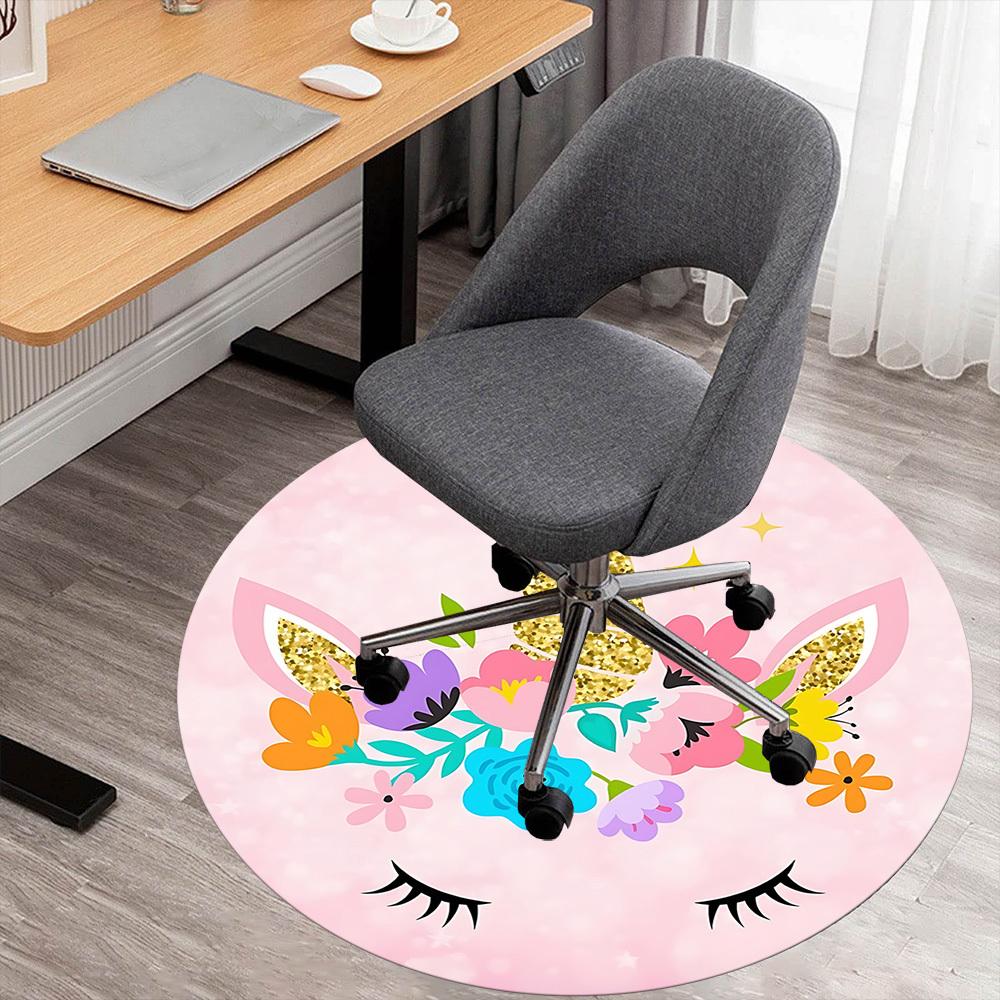 

1pc unicorn flowers Round Chair mat Area Rug - Non-Slip, Floor Mat for Office, Bedroom, and Indoor Decor c1125641 80cm by 80cm