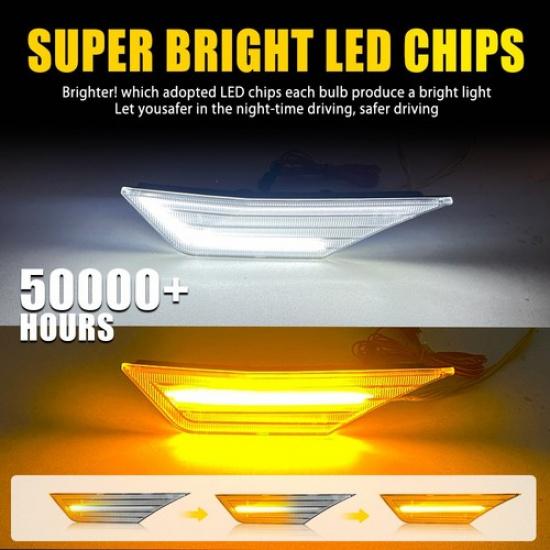 For Honda Civic 2016- Marker Side Clear Light Amber Sequential White Front