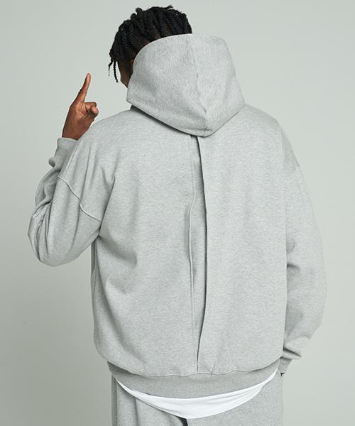 Tener Happo Back Slit Embroidered Hoodie Gray Gray/L