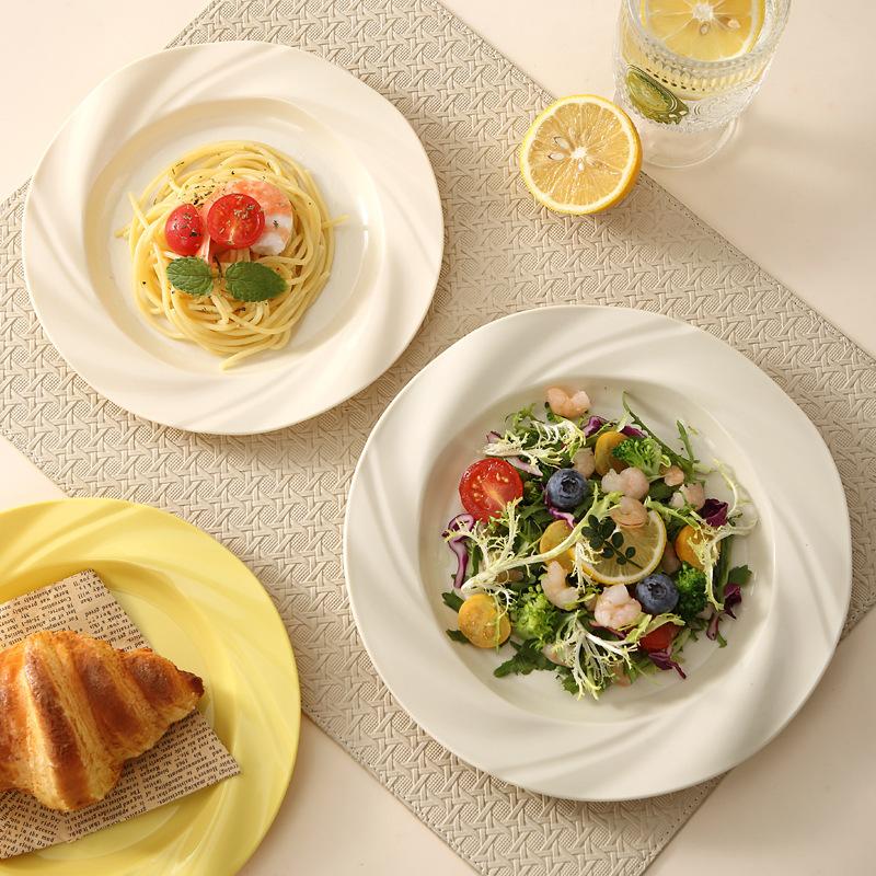 Simple Cream Style Western Food High Level Lace Pasta Plate Home Salad Dessert Plate Fruit Dim Sum Snack Plate