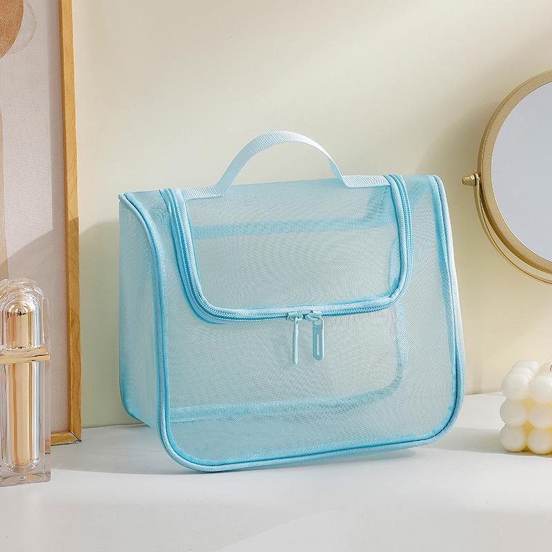 

Сетчатая косметичка большой вместимости Портативная и легкая Прочная сумка для хранения косметики из полиэфирного волокна на молнии Простая в уходе Фо