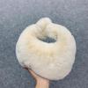 Women Luxury Plush Half Moon Bag Fashionable Furry Short Handle Evening Clutch Warm Soft Handbag