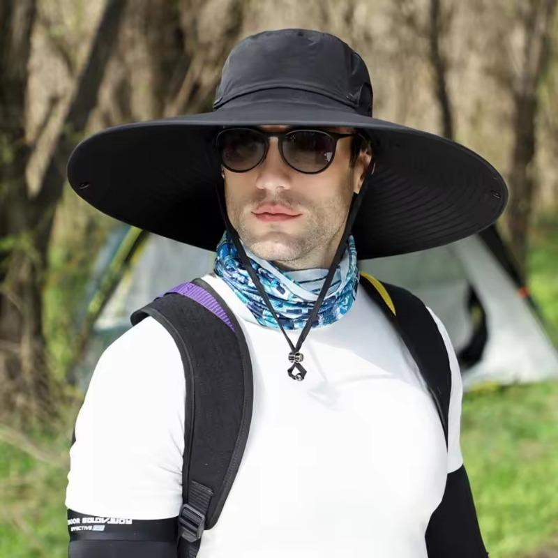 Outdoor men's and women's breathable sun shading 15cm large eave covered fishing,hiking,leisure,breathable summer fisherman hat
