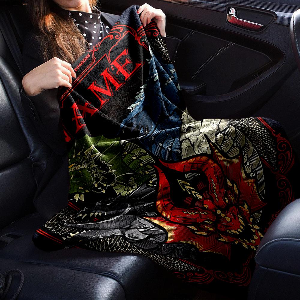 Customiz Name Personality Dungeons & Dragons (4) Blanket Soft &Warm Sofa Office Bed Travel Lunch Break Blanket, Gift Suitable for All Seasons