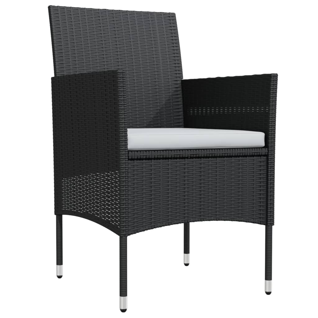 3 Piece Outdoor Dining Set with Cushions Black