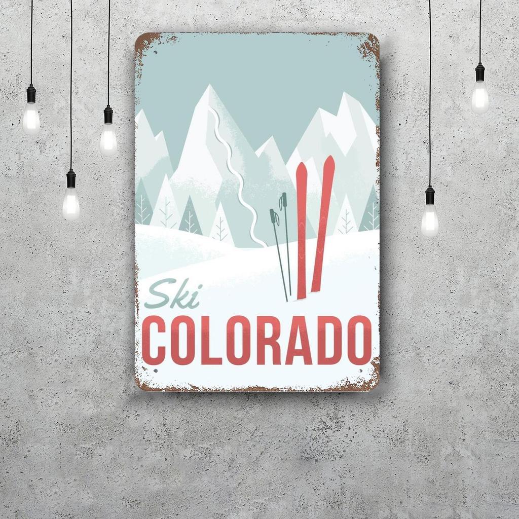ski Classic Poster Rusty Metal Plaque Retro Decorative Plate Bar Man Cave Garage Club Metal Sign Wall Decoration
