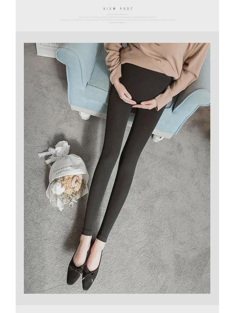 Adjustable Solid Color Maternity Leggings for Spring and Autumn