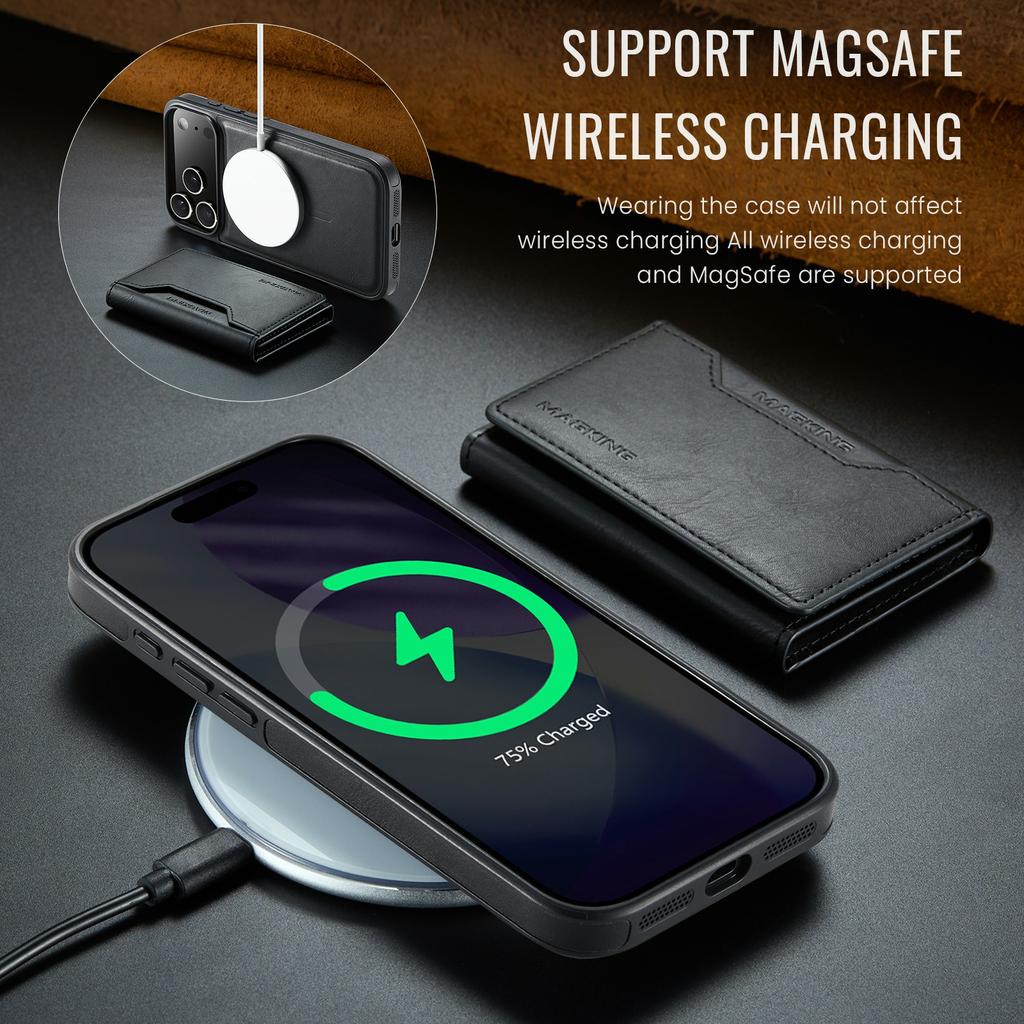 MAGKING K2 Series For iPhone 17 Pro Case Compatible with MagSafe PC+TPU+PU Phone Cover