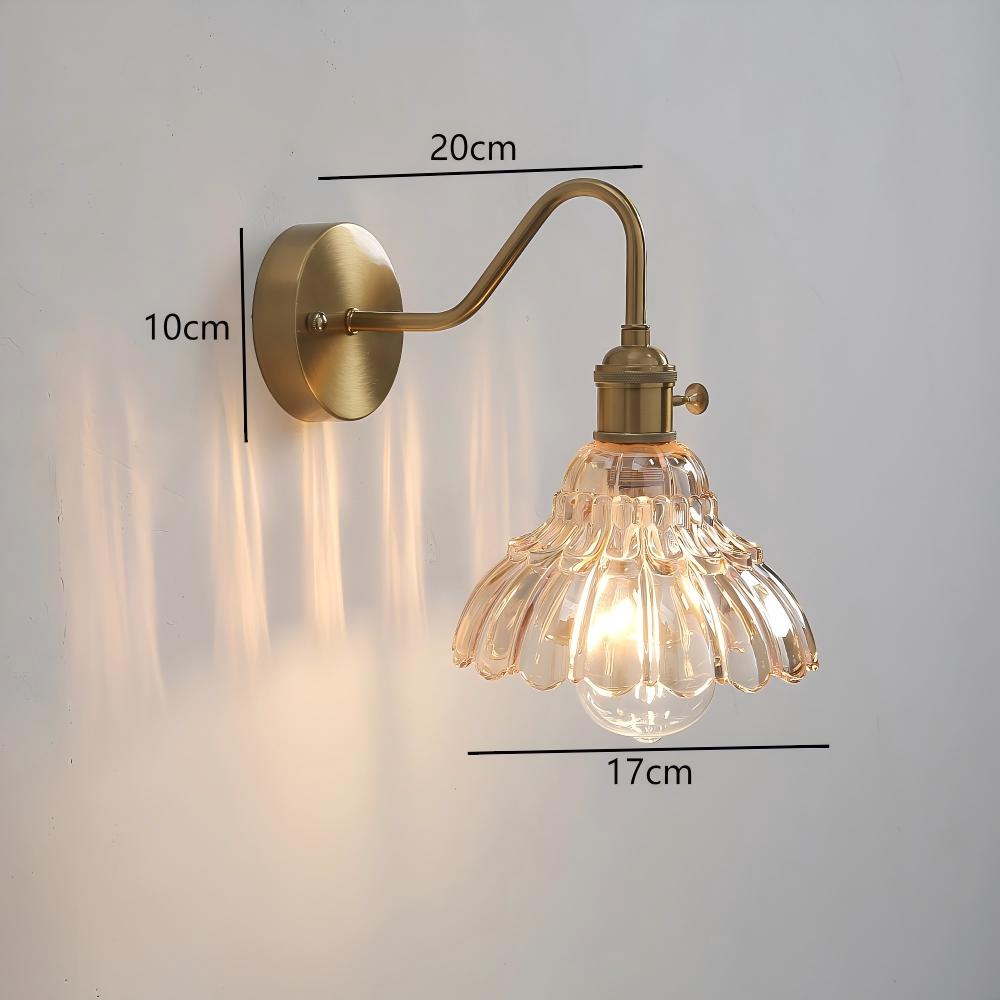 Japanese Retro Floral Glass Wall Lamps Modern Simple Bedroom Study Bedside Lamp for Led Mirror Light with Adjustable Wall Sconce