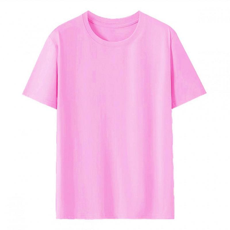 Custom Logo Summer Cotton T-shirt, Loose Round Neck, Short Sleeve, Class Uniform, 190g Ribbed Collar