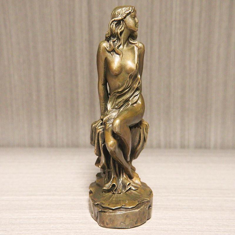 1Pc Beautiful Oriental Women Sculpture Desktop Ornament Antique Brass Female Statue Arts Home Fashion Indoor Decors Craft